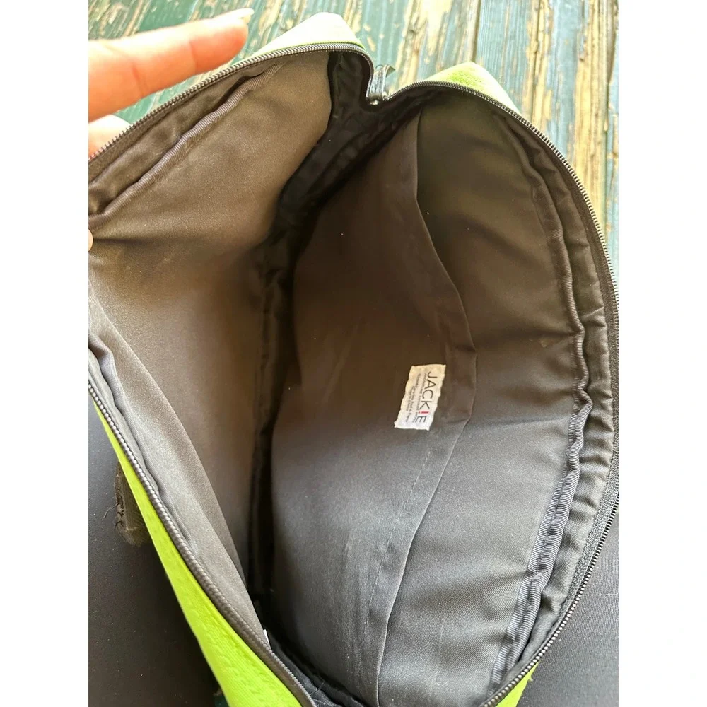 Jackie Lime Green‎ Black Houndstooth Laptop Messenger Bag Crossbody Tech Case